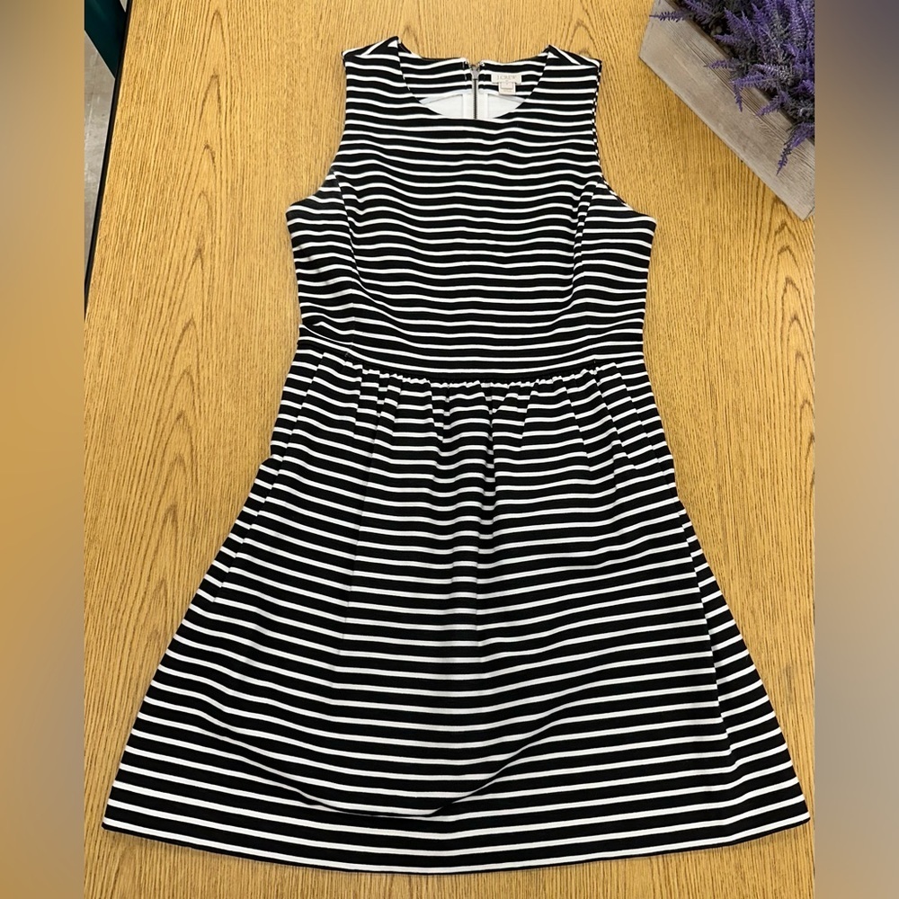 J. Crew Black and White Sleeveless Halter Mini Dress